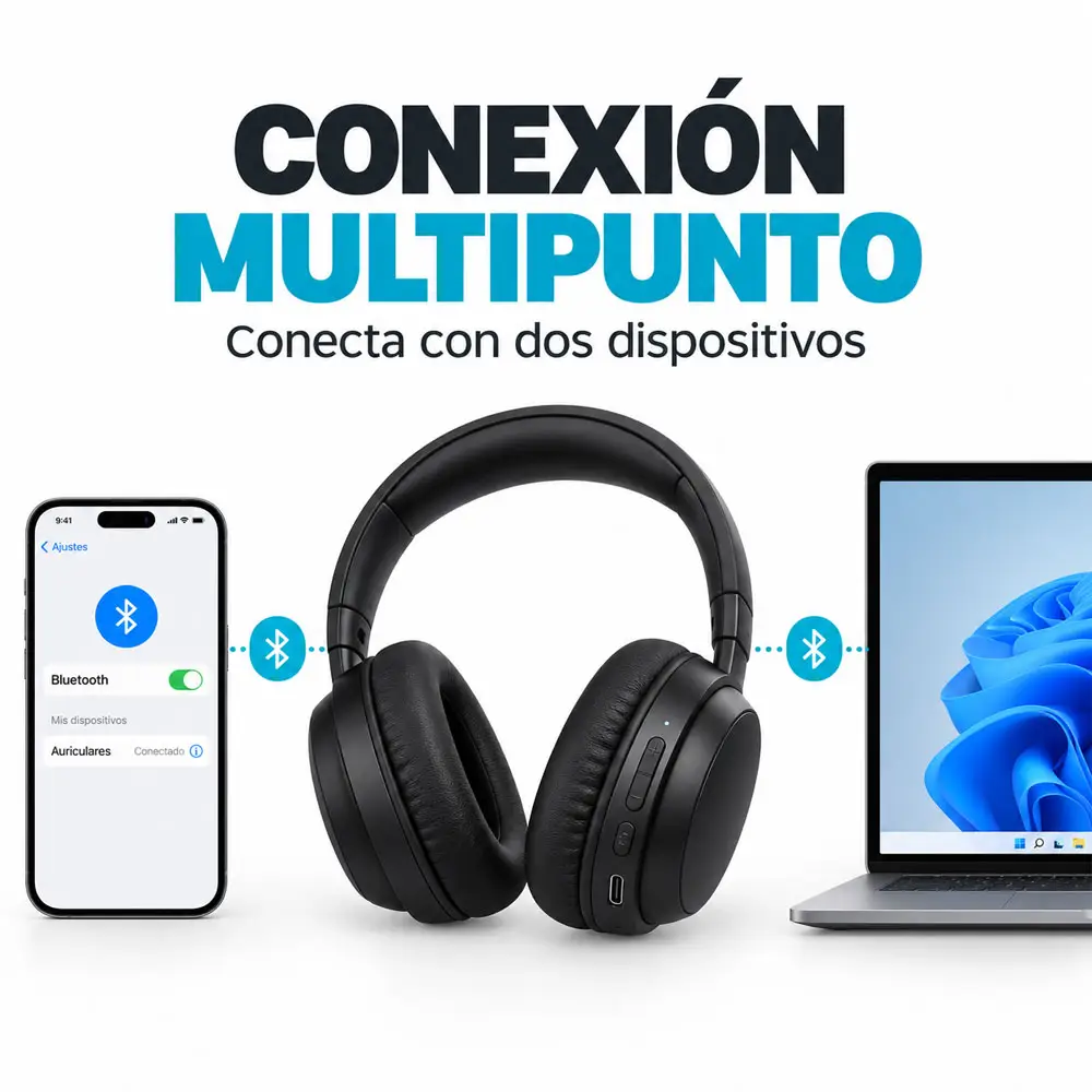 Audífonos Bluetooth de diadema plegables con USB-C - Imagen 6
