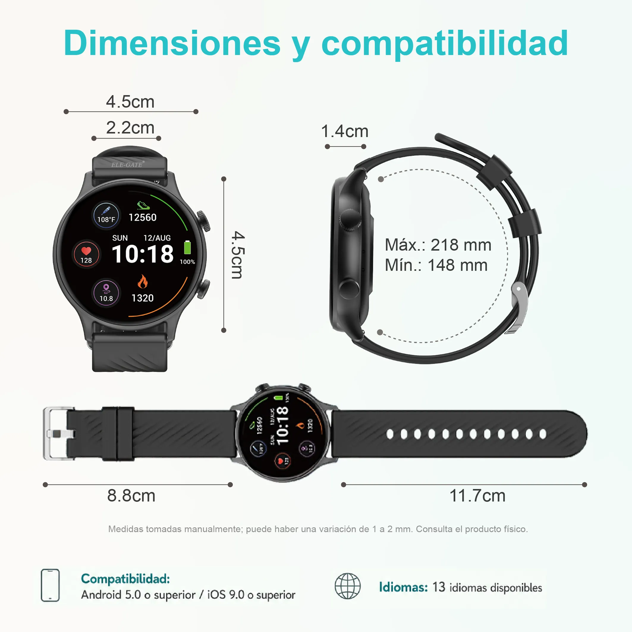 Smart Watch Deportivo Con Pantalla Re, Llamadas Bluetooth, 100 Modos Deportivos Y Batería De 15 Días - Imagen 8