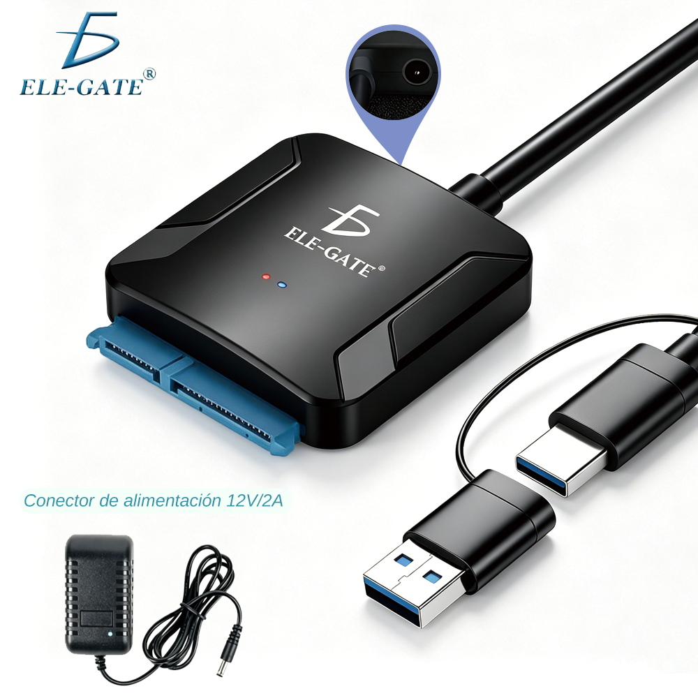 Adaptador SATA a Type C USB 3.0 – Compatible con HDD/SSD 2.5”