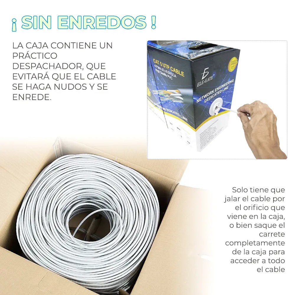 Bobina Cable Red Utp Rj45 Cat5e Ethernet 305 Mts Highspeed