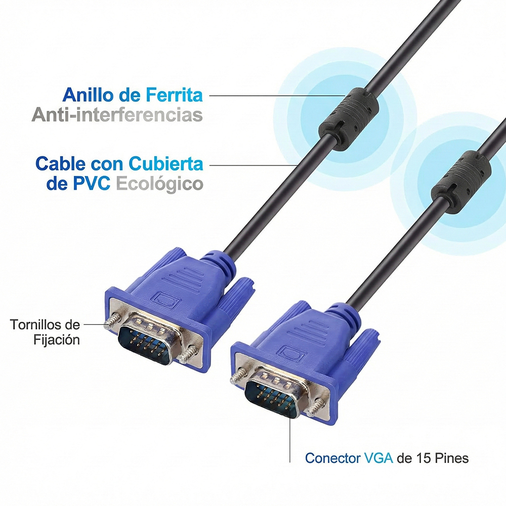 Cable Vga Macho 1.5 Metros Laptop Pc Proyector - Image 2