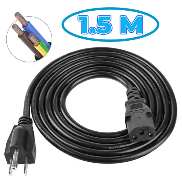 Cable Trifasico De Corriente Alimentacion Pc Cpu Monitor - Image 4