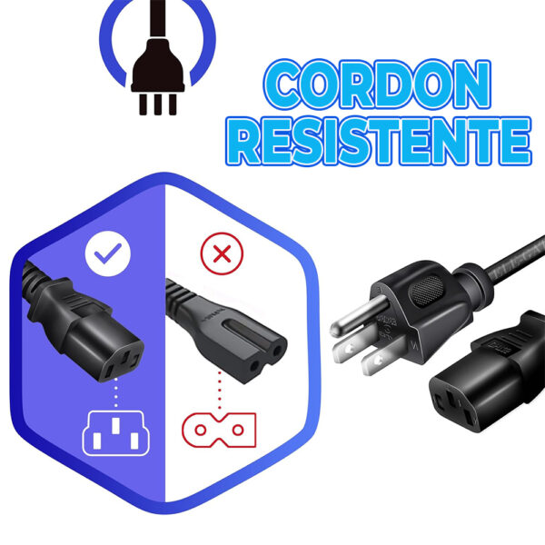 Cable Trifasico De Corriente Alimentacion Pc Cpu Monitor - Image 2