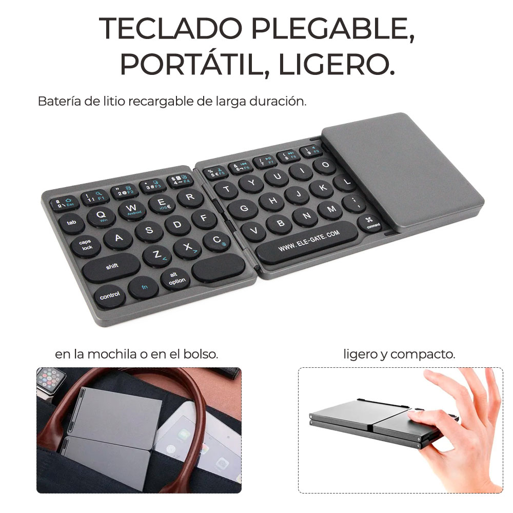 SANWA Teclado plegable Bluetooth, teclado plegable portátil de bolsillo, 17  accesos directos, clic suave, ultra delgado, teclado de viaje recargable
