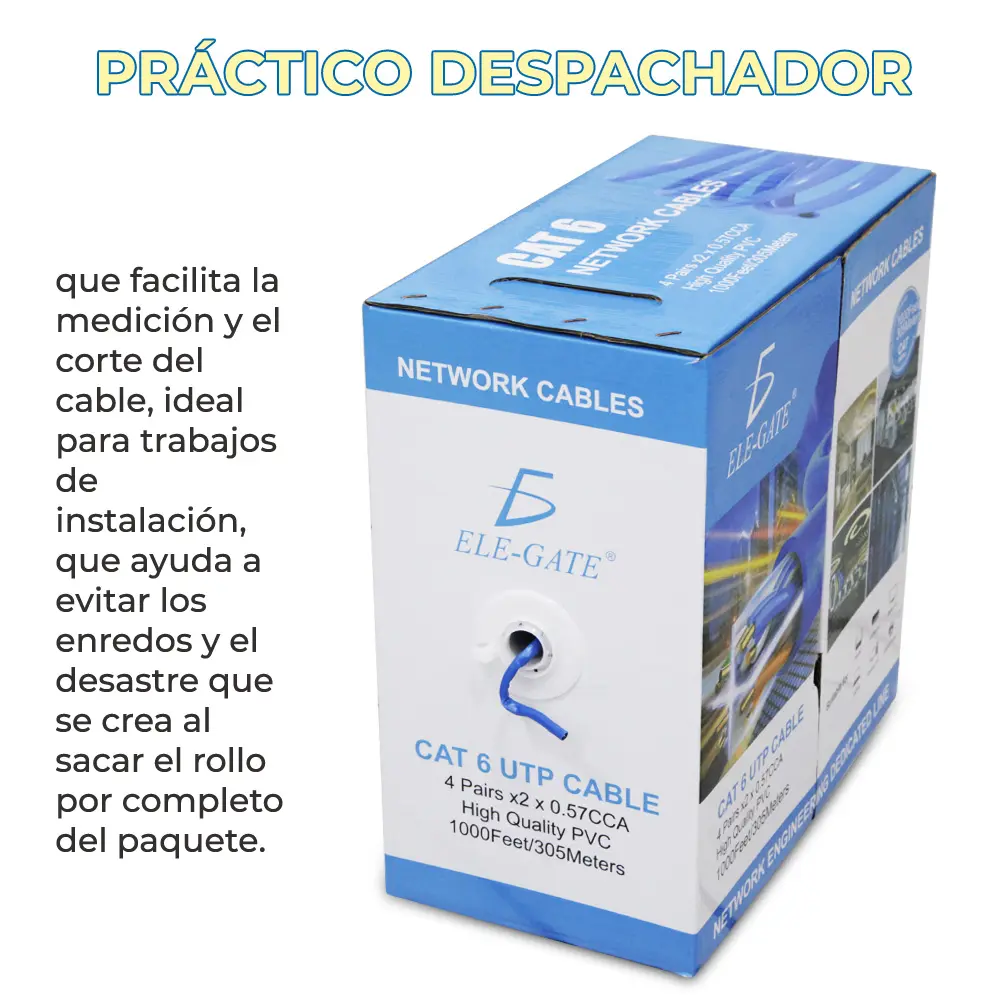 Bobina Cable Red Utp Rj45 Cat6 305 Mts