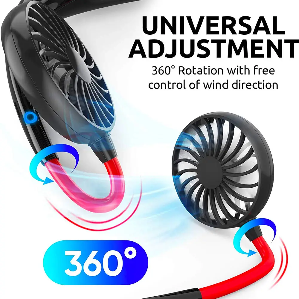 Ventilador Cuello 3 Velocidades Manos Libres Usb Recargable
