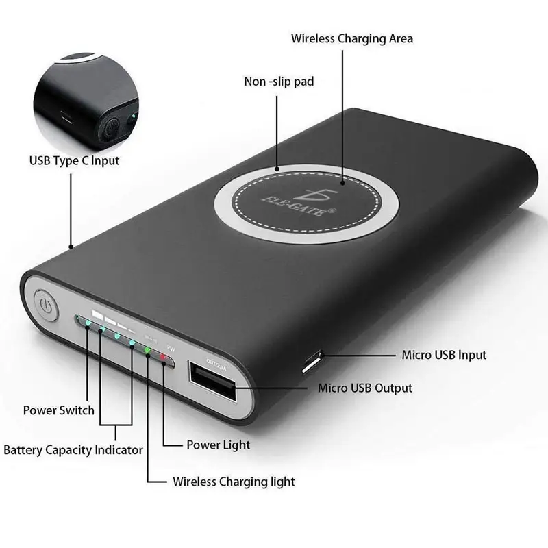 Power bank cargador inalambrico 10000mah Bateria Portatil Celulares