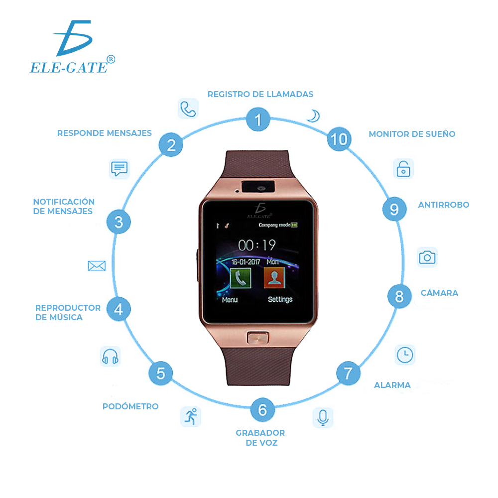 Reloj Celular Sim Smartwatch Dz09 Cámara Inteligente Android - ELE-GATE