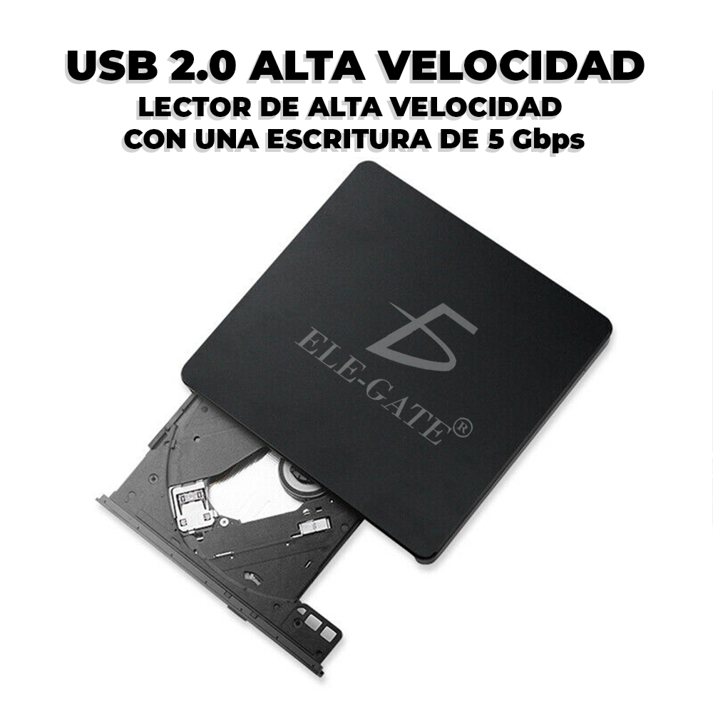 Ele-Gate CON3830 Lector Escritor Externo USB 3.0 de DVD RW, CD, 24x