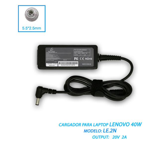 Cargador laptop Lenovo 20V 2A 40W 5.5*2.5mm