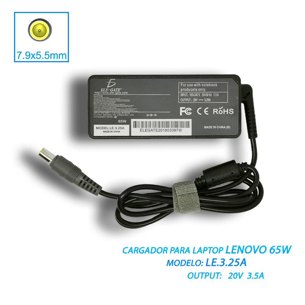 Cargador Lenovo – 20V/3.25A – 65W – 5.5*2.5 MM – Tzu Perú
