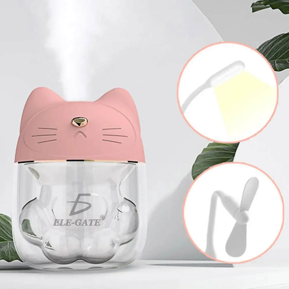 Humidificador 3 En 1 Gato Difusor Lampara Ventilador