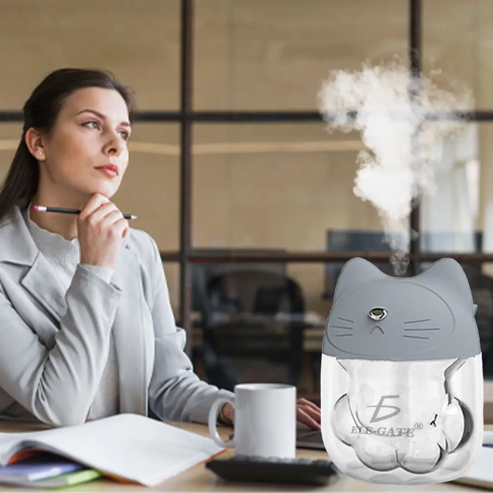 Humidificador 3 En 1 Gato Difusor Lampara Ventilador