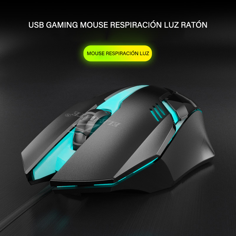 Mouse alámbrico Usb Gaming Respiración Luz Ratón