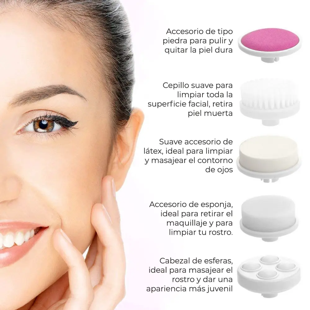 Limpiador Facial Eléctrico 5 En 1 Masajeador Exfoliante Suavizante
