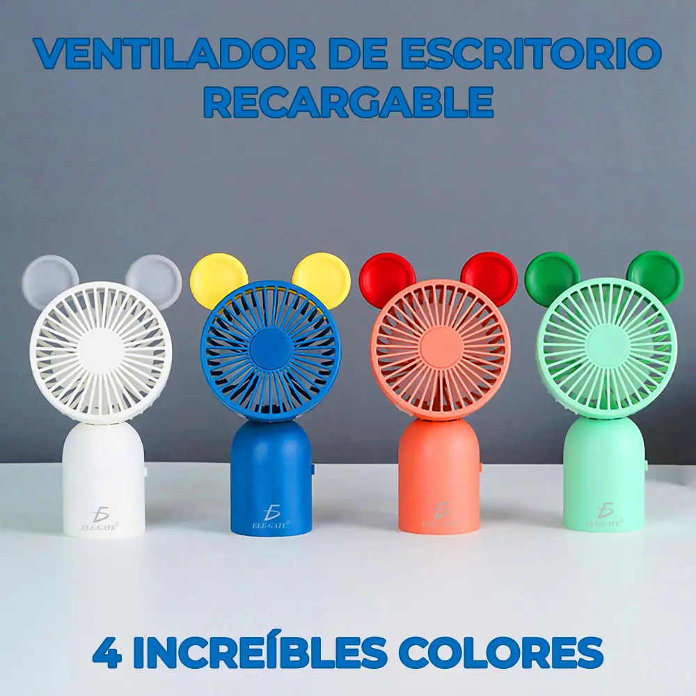 Mini Ventilador De Escritorio Recargable En Forma De Mickey