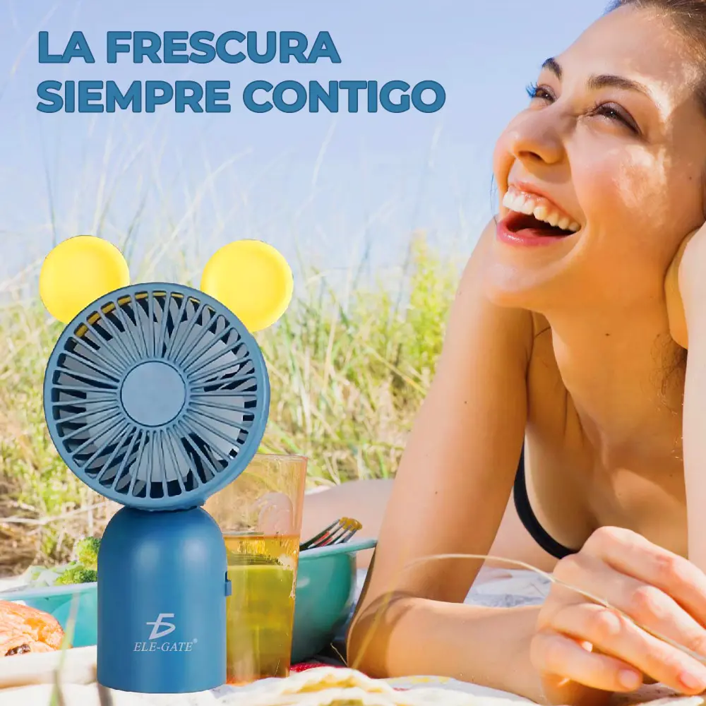 Mini Ventilador De Escritorio Recargable En Forma De Mickey