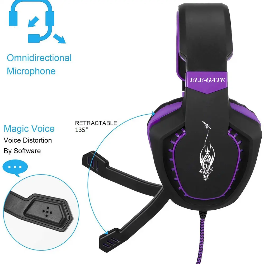 Audifonos Diadema Gamer Led Videojuegos Con Micrófono