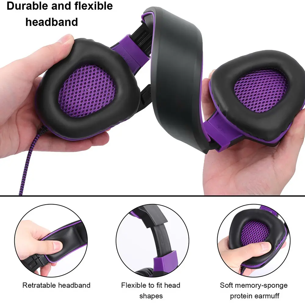 Audifonos Diadema Gamer Led Videojuegos Con Micrófono