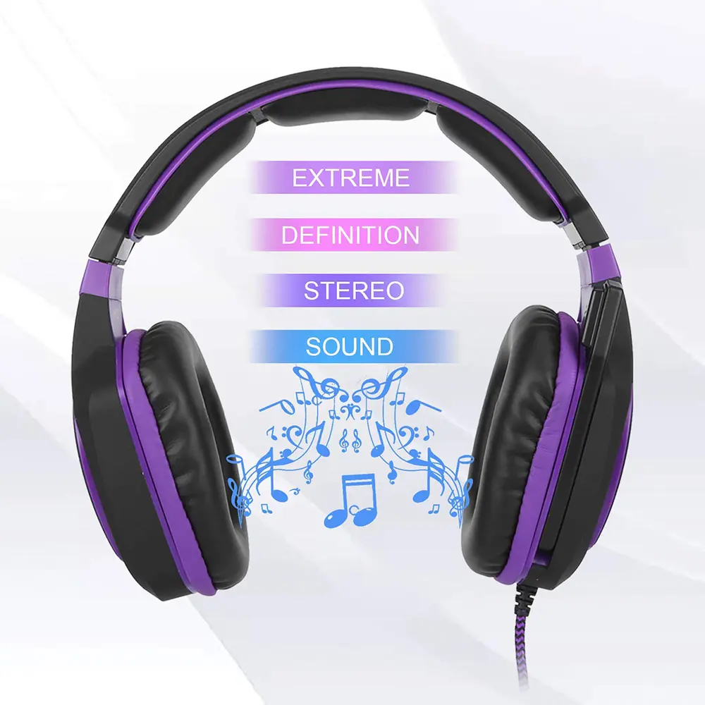 Audifonos Diadema Gamer Led Videojuegos Con Micrófono