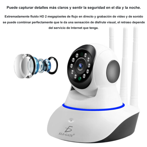 Camara Seguridad Ip 3 Antenas Wifi Full Hd Vision Nocturna Con Alarma Casa Oficina