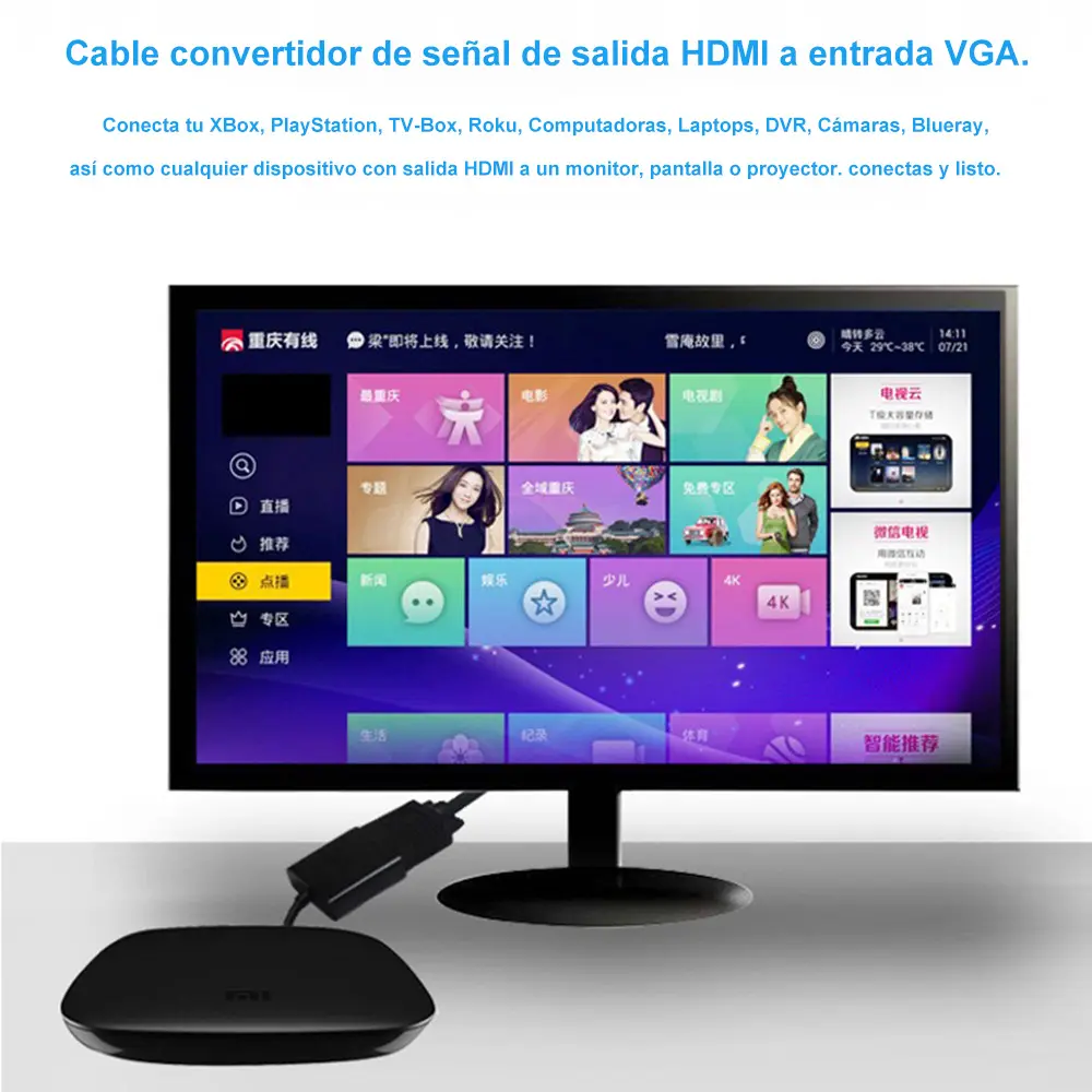 Cable Adaptador Convertidor Hdmi A Vga Aux 3.5 Pc Laptop Tv Monitor