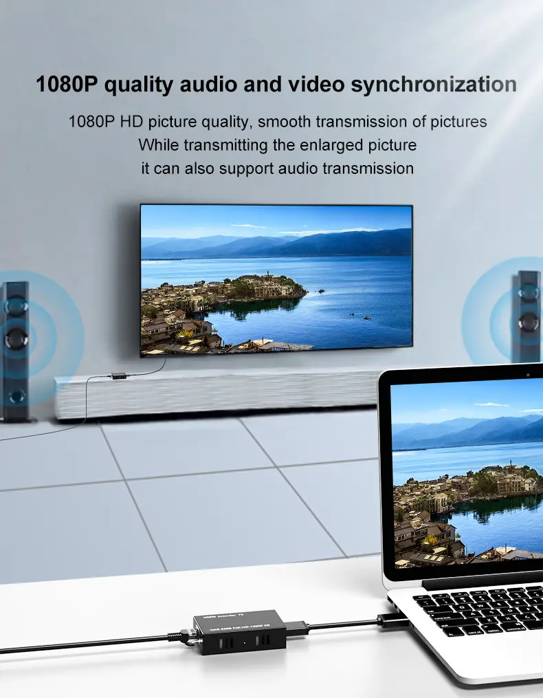 Kit De Extensores De Hdmi Utp Cat 6 1080p 60 Metros