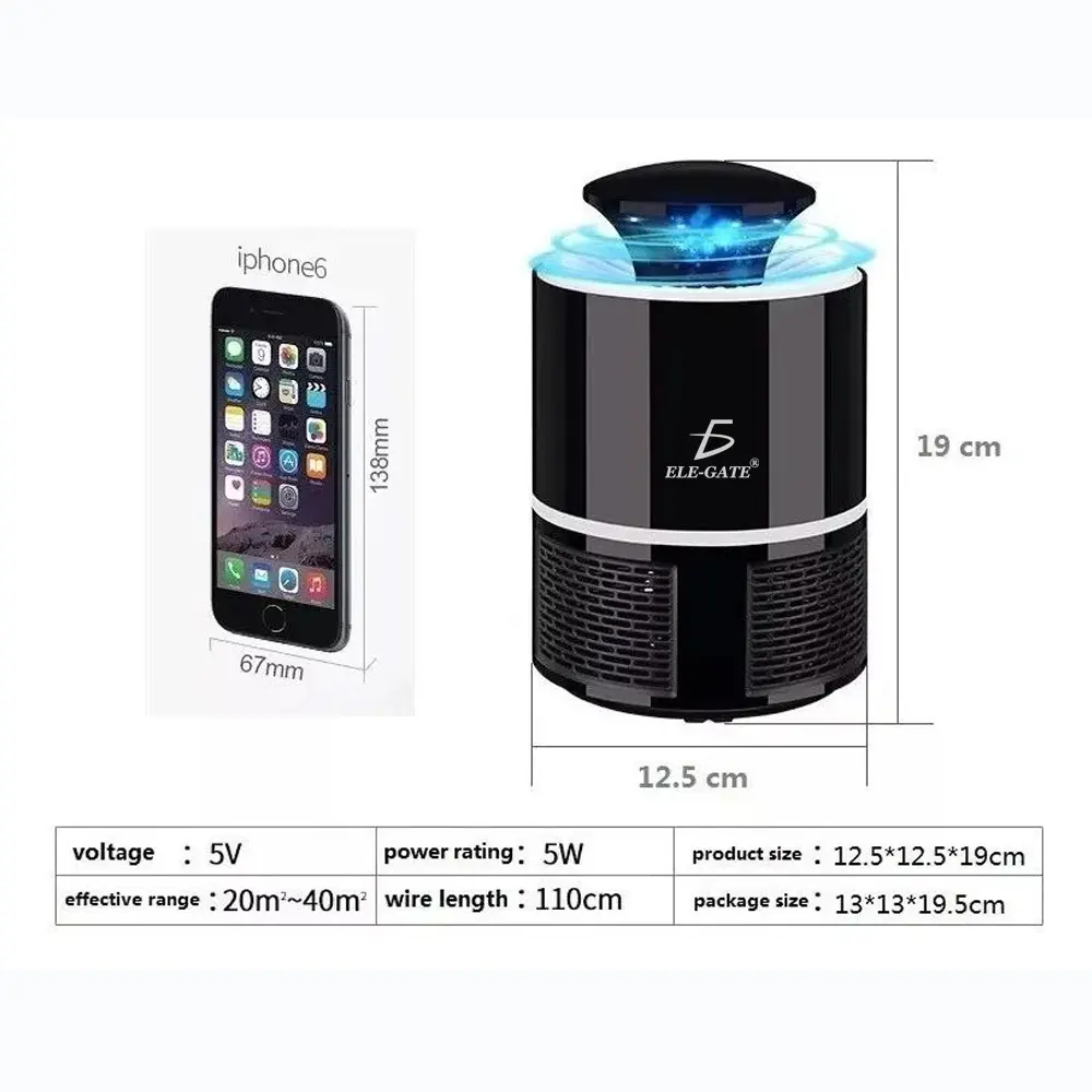 Lampara Mata Moscos Atrapa Mosquitos Insectos Luz Uv