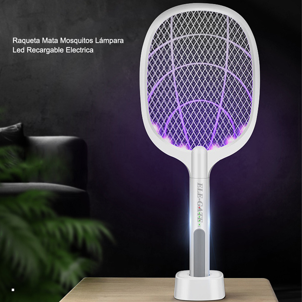 matamoscas eléctrico Lámpara LED antimosquitos 3 en 1 raqueta de m 