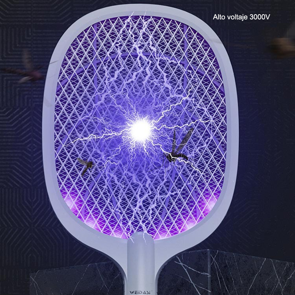 Raqueta Mata Mosquitos Lámpara Led Recargable Electrica