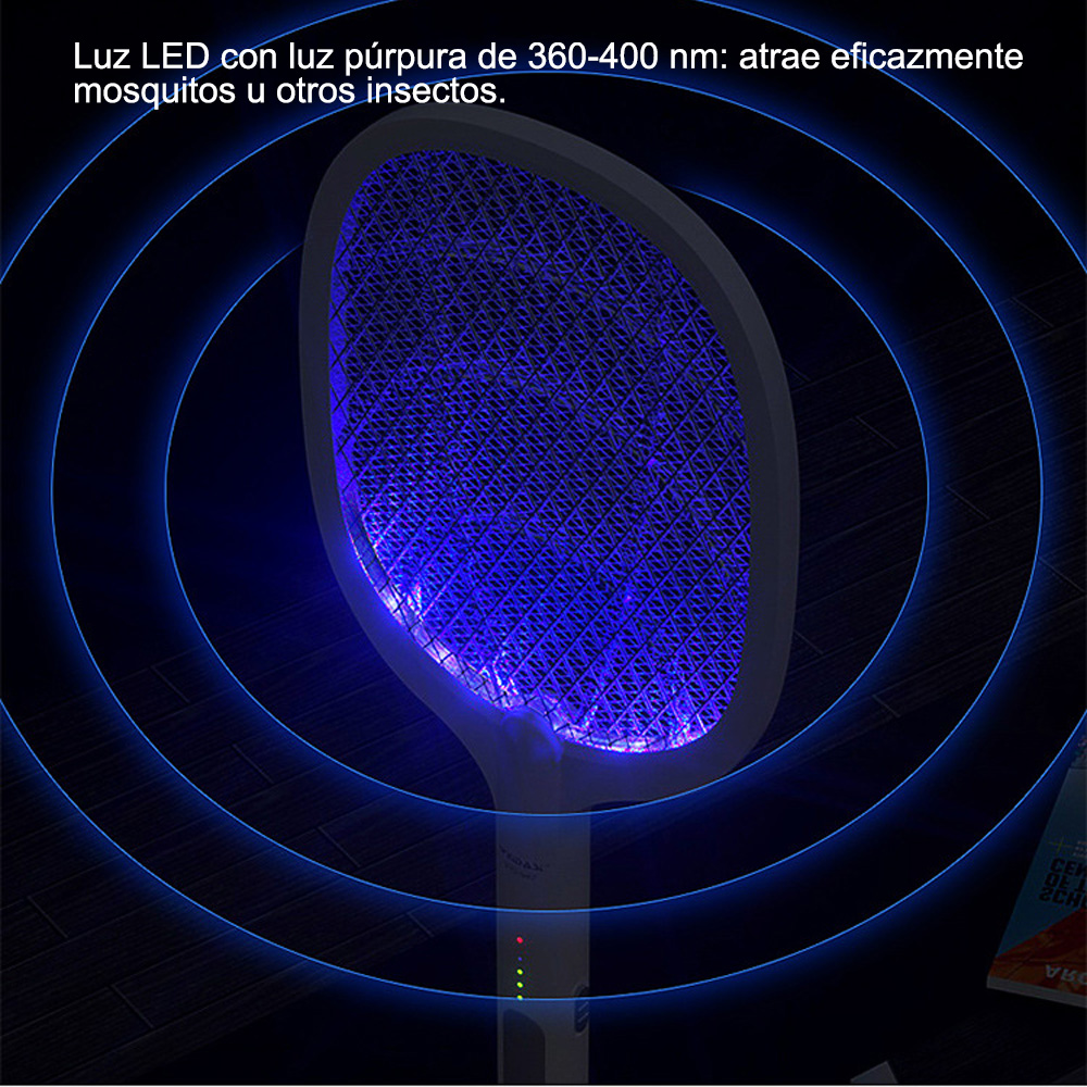 Raqueta Mata Mosquitos Lámpara Led Recargable Electrica