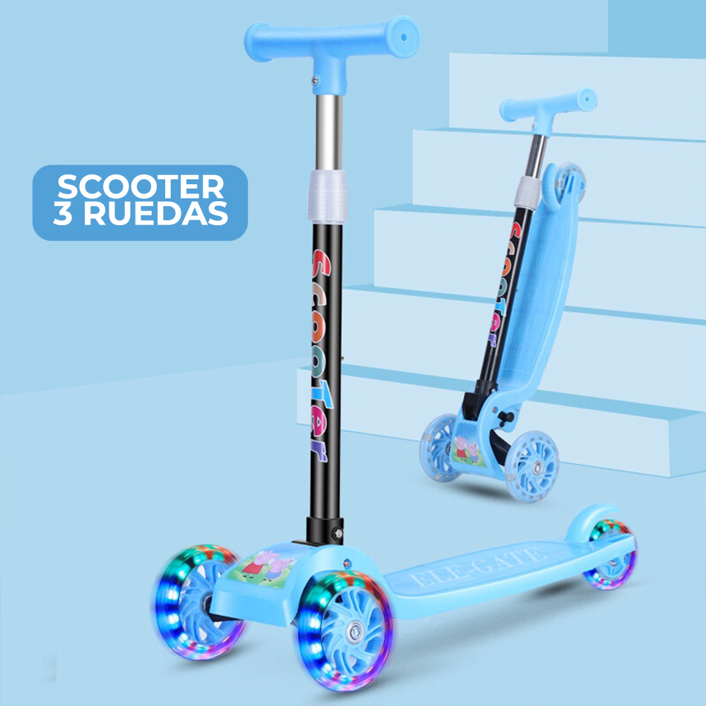 Scooter,patín Del Diablo Patinete 2 En 1, Monopatín, Luz Led 3 Ruedas Con  Asiento Y