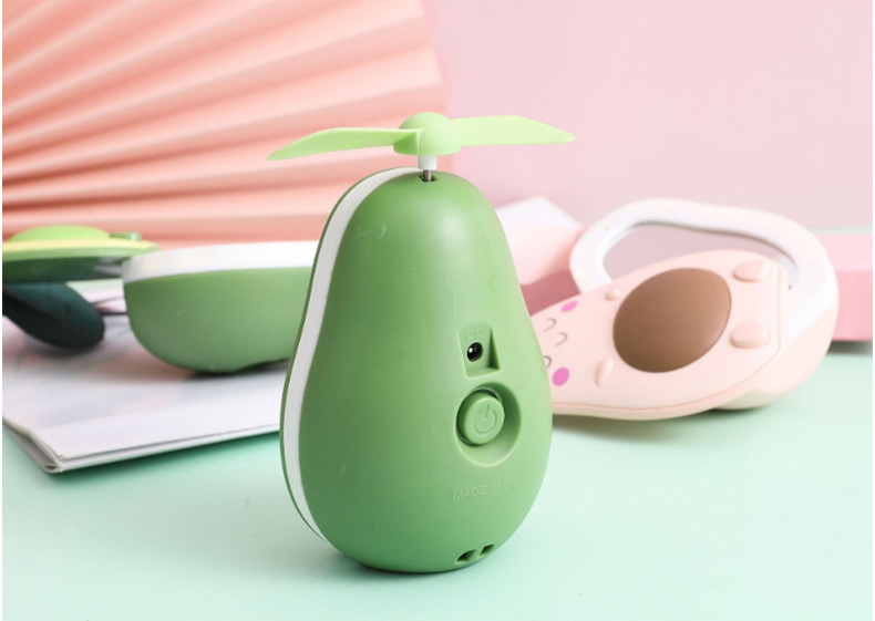 Mini Ventilador Con Lámpara y Espejo Recargable En Forma de Aguacatito