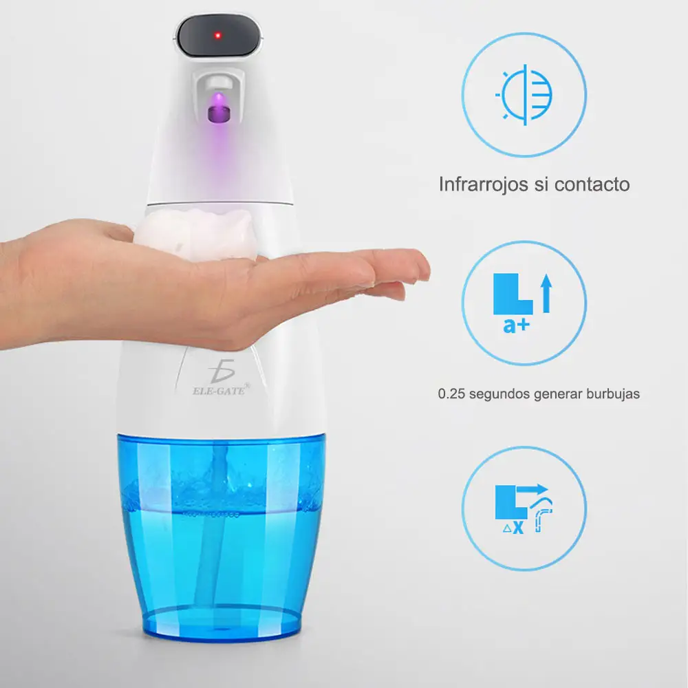 instrucciones del dispensador y una mano con jabon instrucciones del dispensador y una mano con jabon