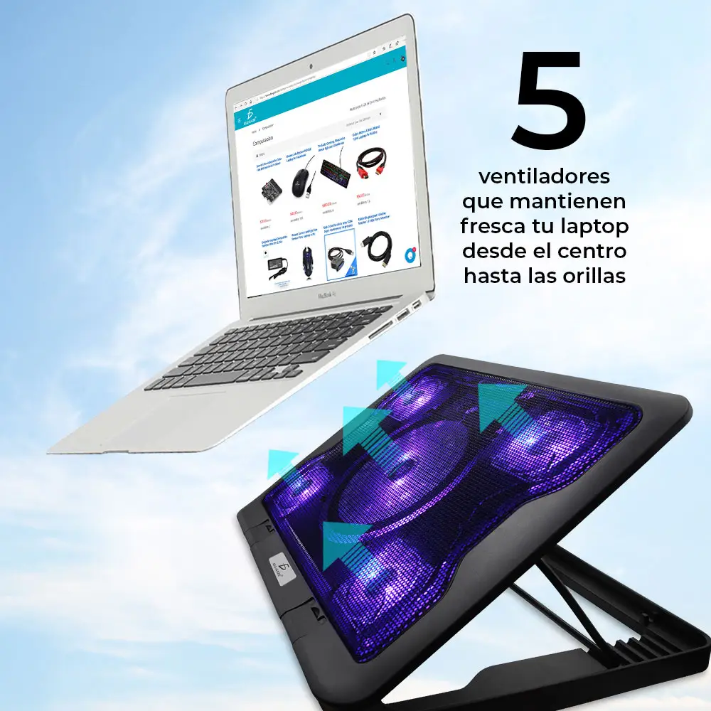 Base Enfriadora 5 Ventiladores Laptop Posiciones Xbox Ps3