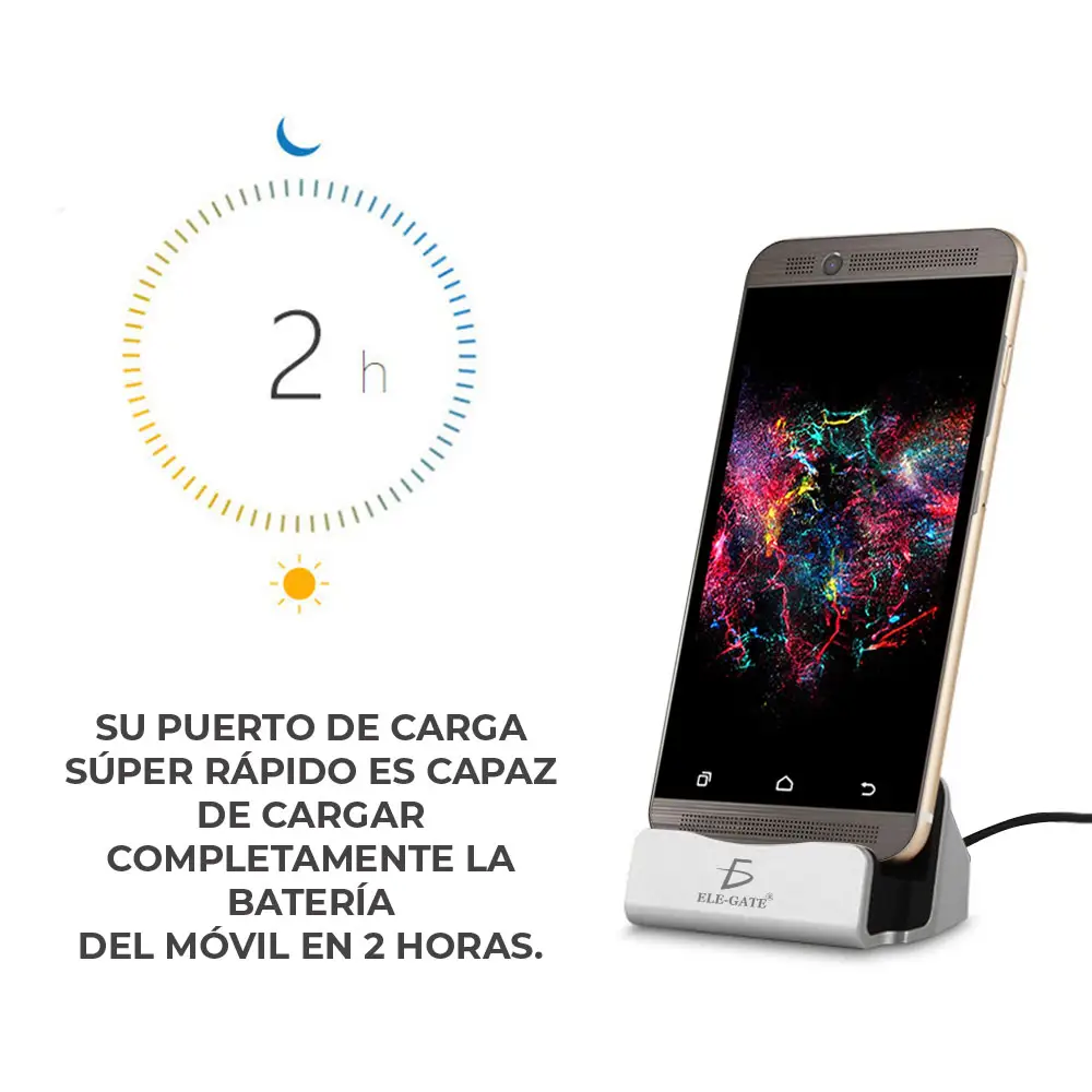 Cargador Rápido Con Base Soporte Alámbrico Para Andorid Celular Type C
