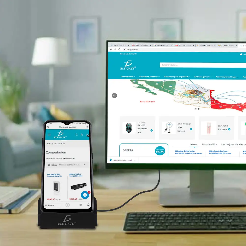 Cargador Rápido Base Soporte Alámbrico Celular V8
