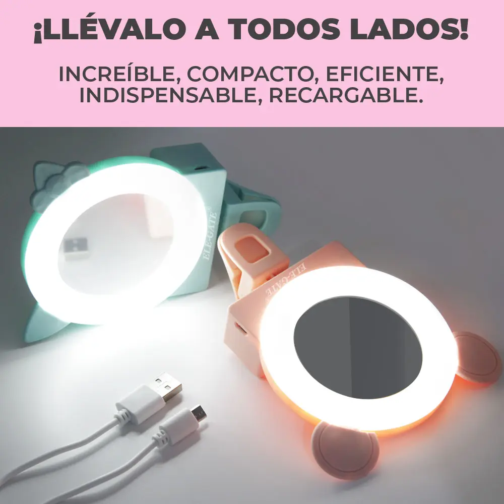 Espejo Aro de Luz Led Soporte Celular