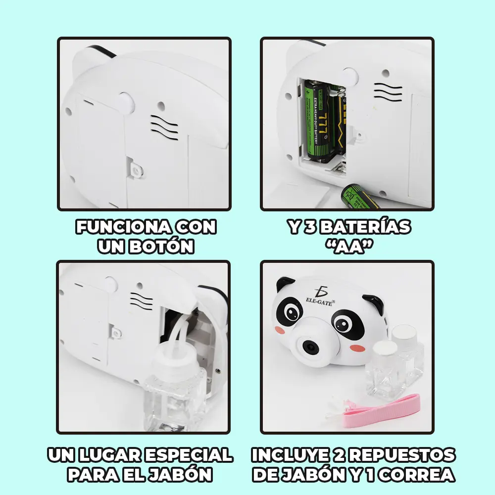 Máquina de Burbujas Automática en Forma de Cámara Panda