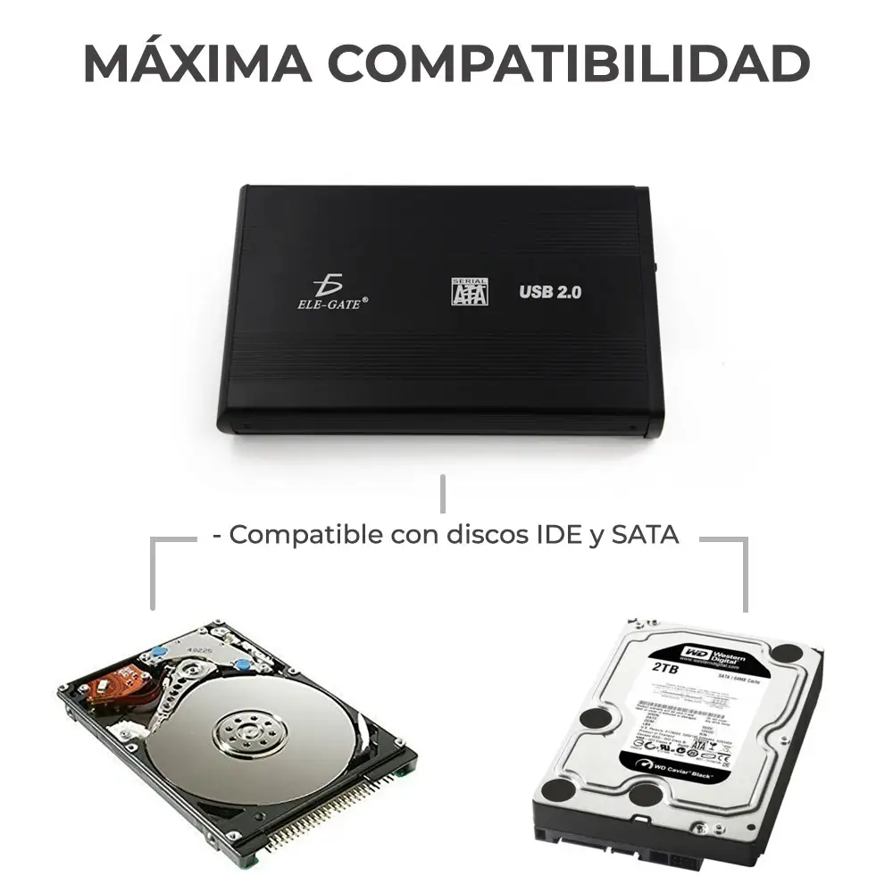Gabinete Case Disco Duro Sata IDE 3.5 Pulgadas A Usb 2.0