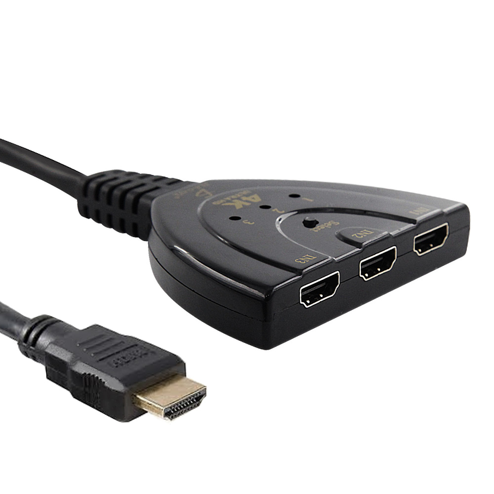  [Actualización] Interruptor HDMI 3 en 1 Salida, 4K @60Hz HDMI  2.0 Divisor de interruptor con cable HDMI de 2.6 pies de largo, selector de  conmutador HDMI de 3 puertos, compatible con