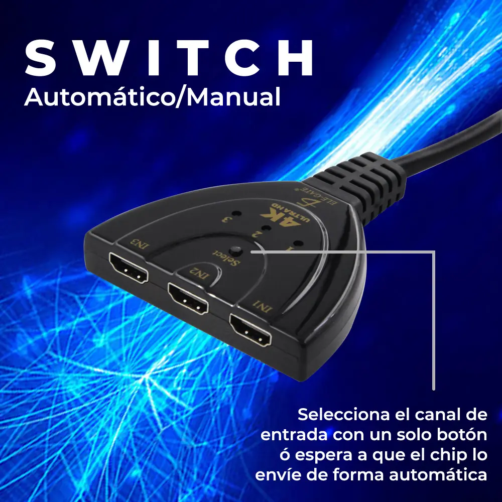Hdmi Switcher 4k 3 Entradas 1 Salida Selector Connector