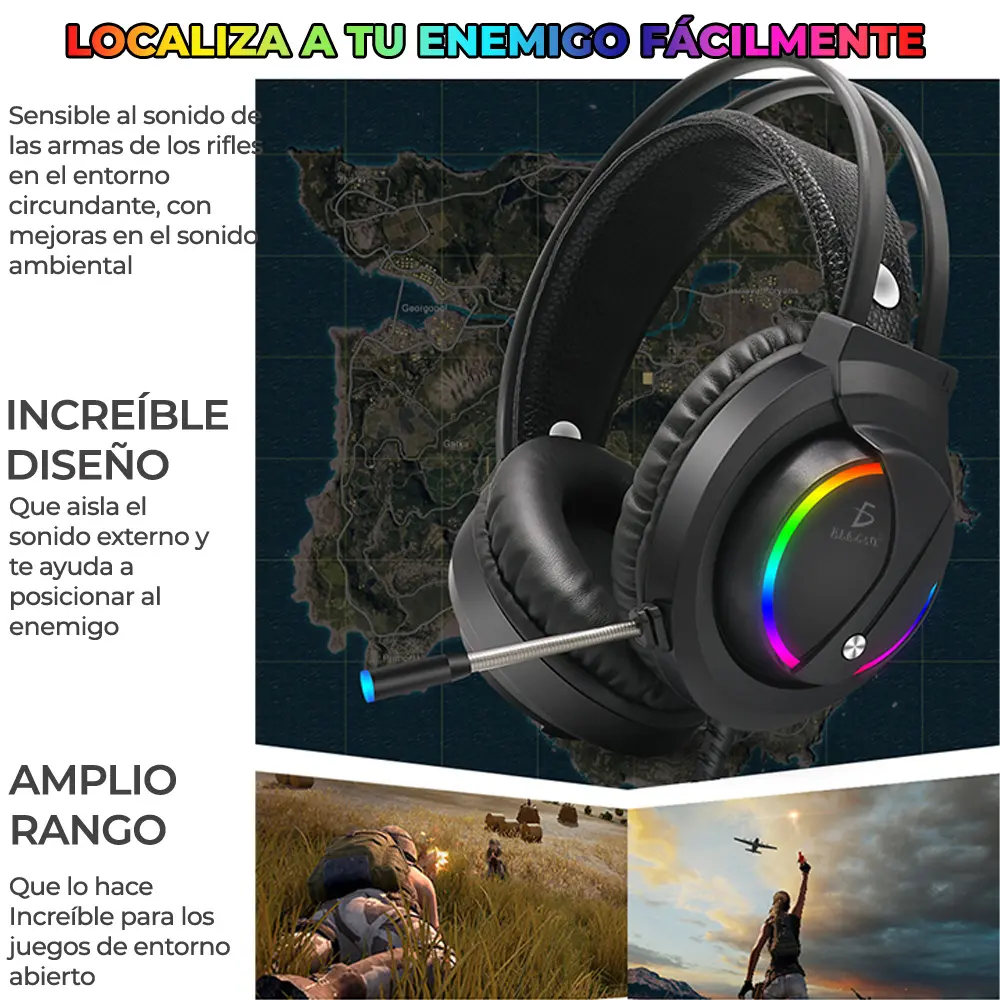 Diadema Audifonos Gamer Rgb Led Colores Ps4 Xbox Pc Laptop