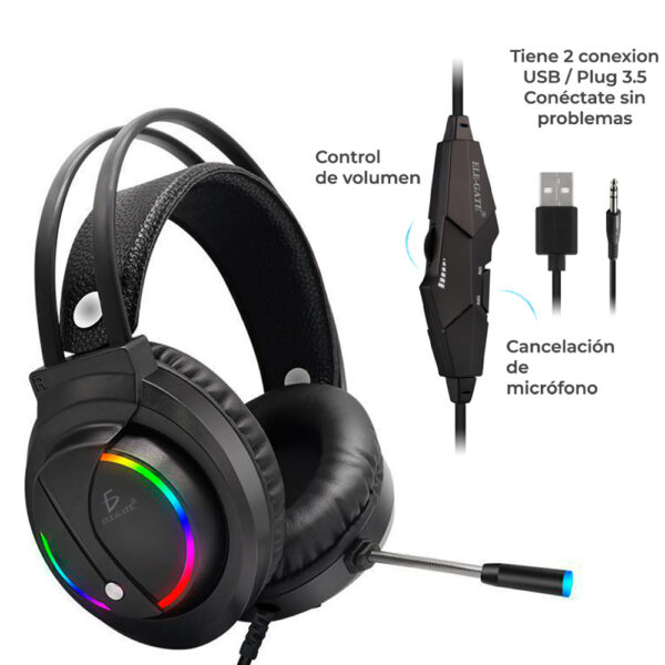 Diadema Audifonos Gamer Rgb Led Colores Ps4 Xbox Pc Laptop - Image 5