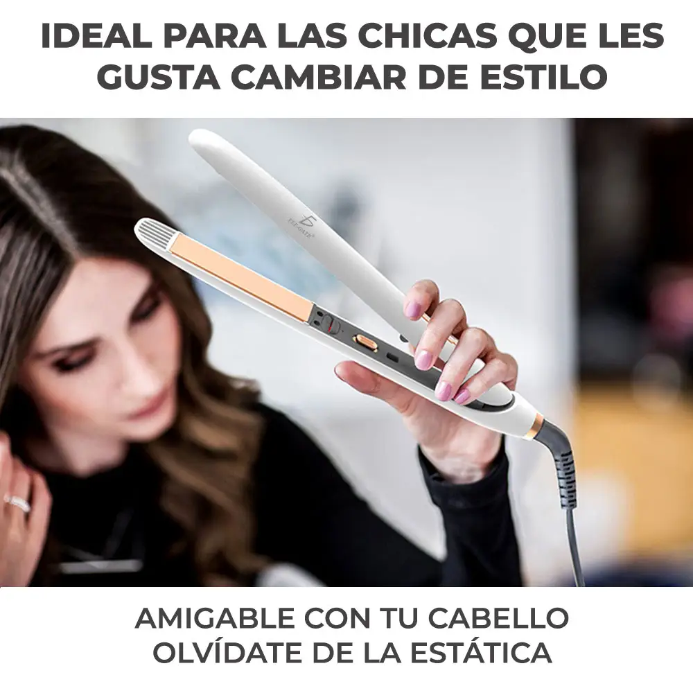 Plancha Para Cabello 2 En 1 Alisadora Y Rizadora
