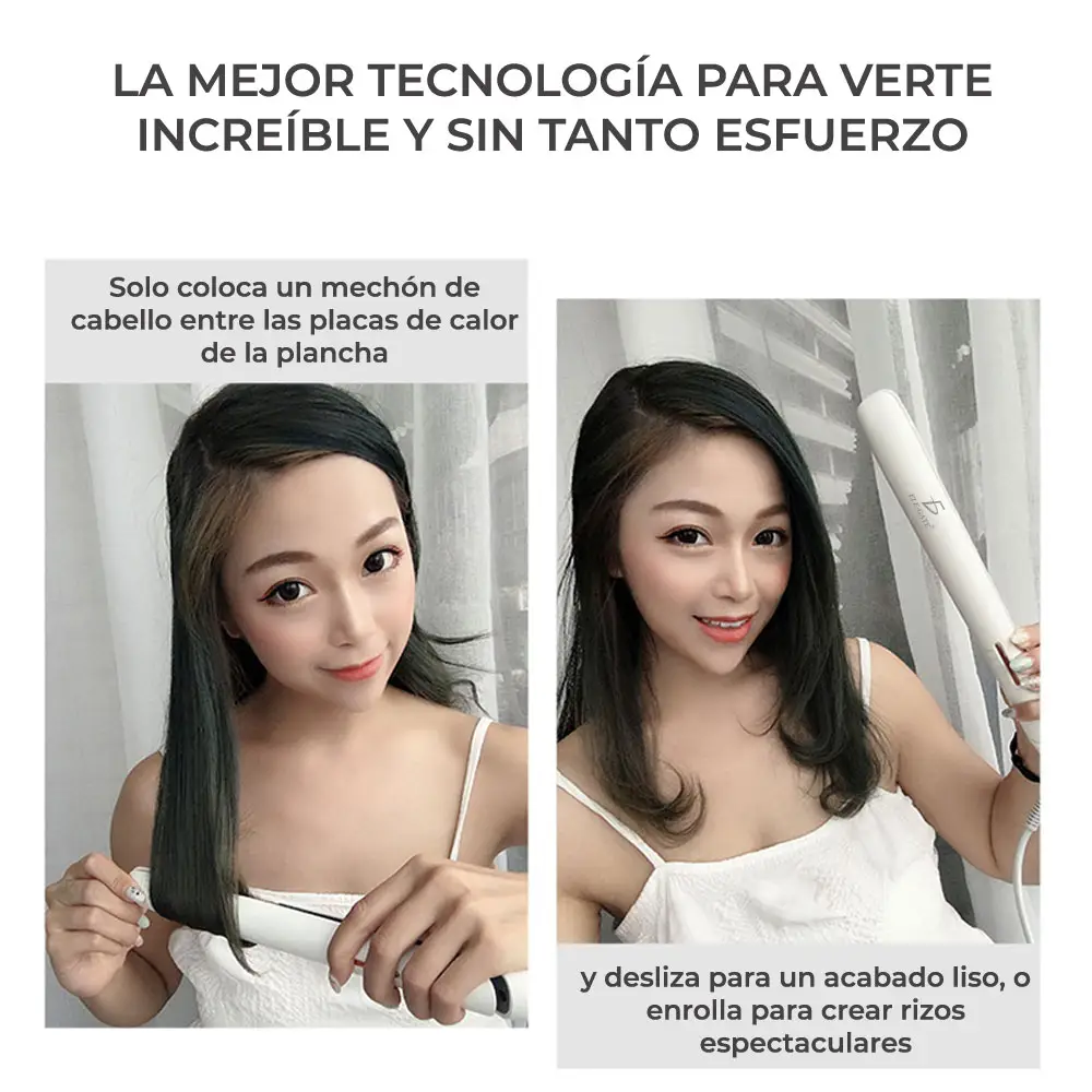Plancha Para Cabello 2 En 1 Alisadora Y Rizadora