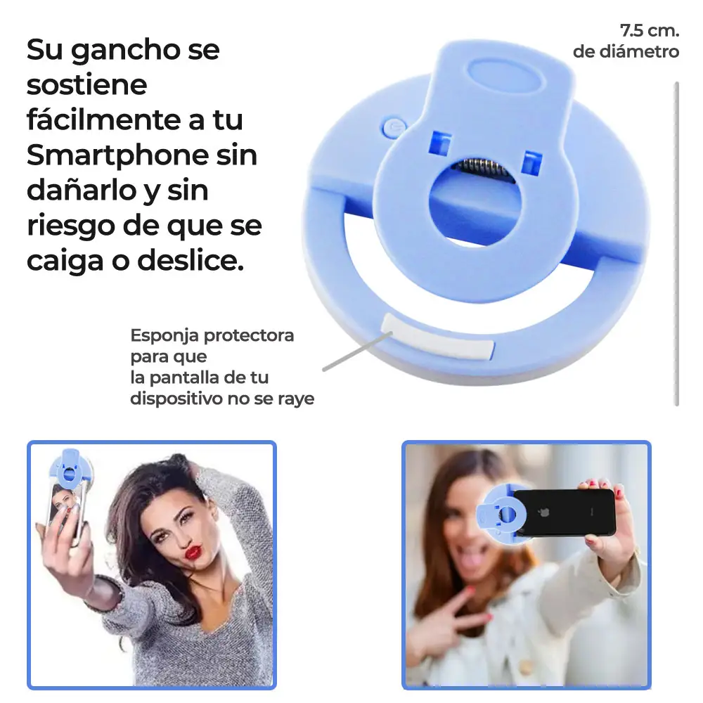 Aro Luz Led Selfie Para Celular De Clip Recargable