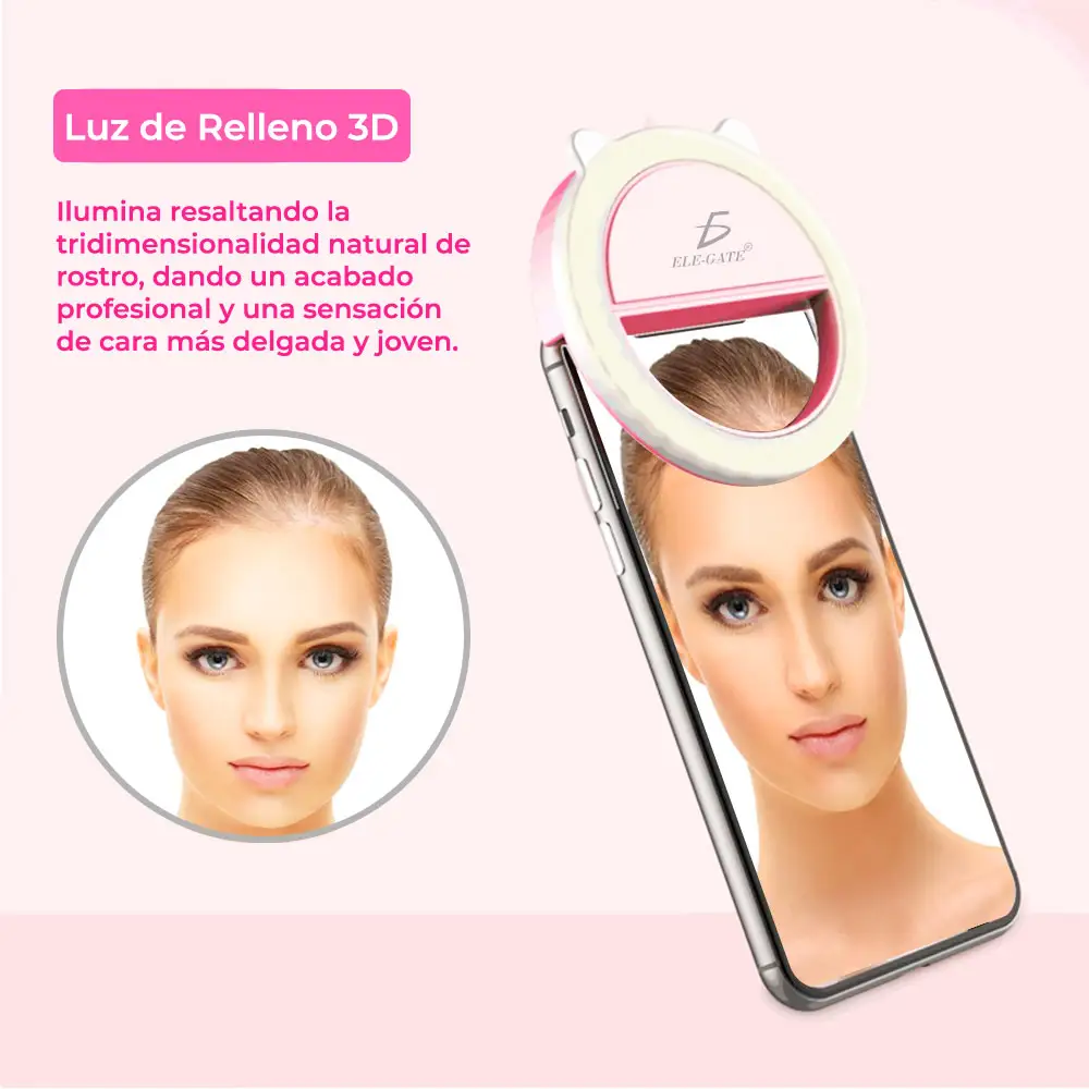 Aro Luz Led Selfie Para Celular De Clip Recargable