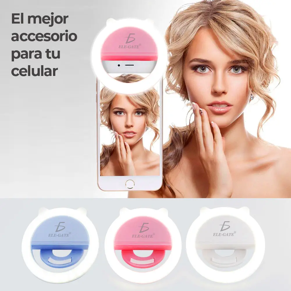 Aro Luz Led Selfie Para Celular De Clip Recargable