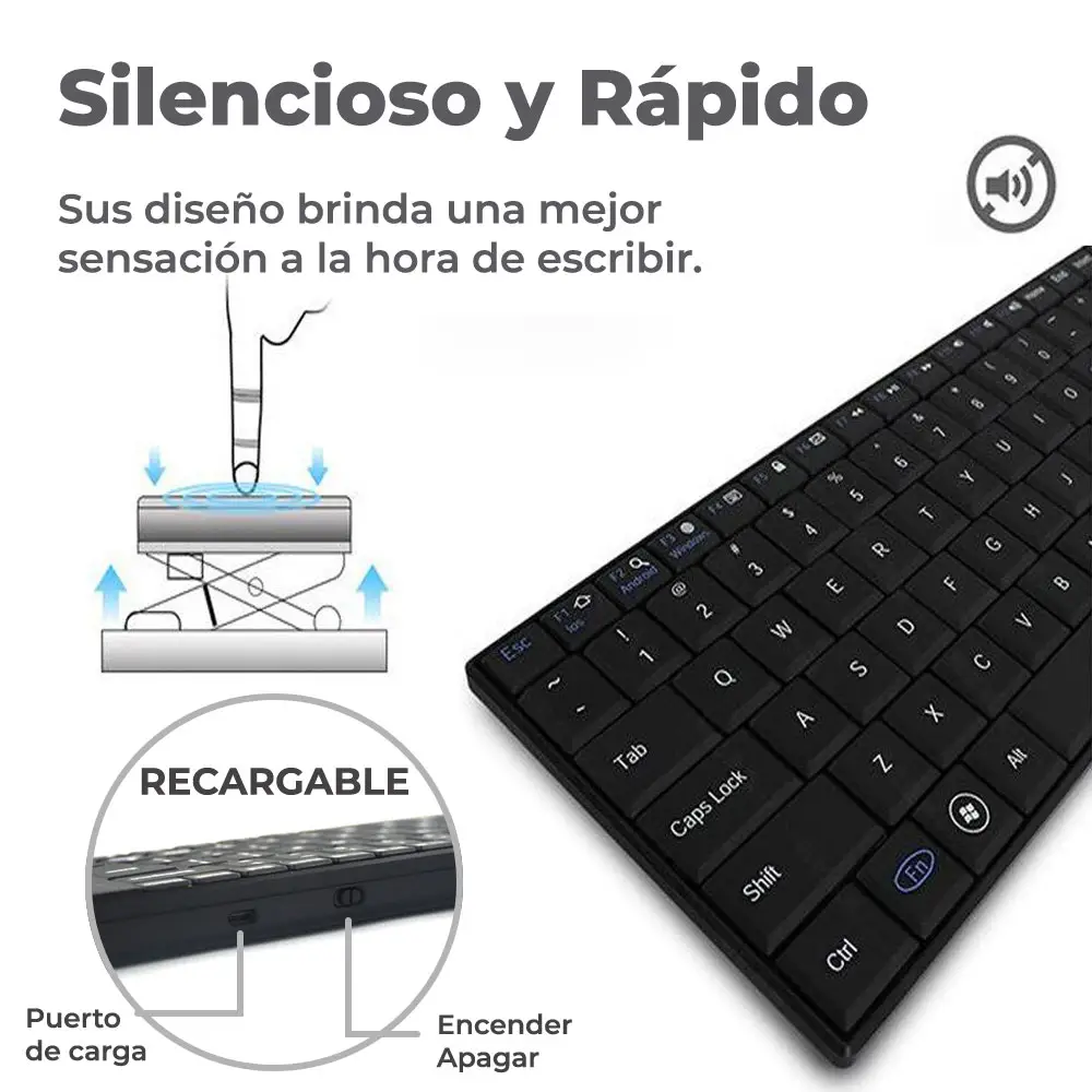 Mini Teclado Bluetooth Inalambrico Touchpad Recargable